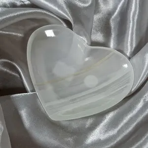 Mexican White Onyx Heart Shaped Bowl