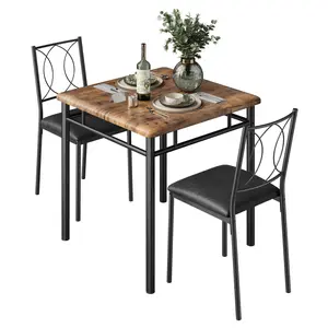 3-Piece Dining Table Set for 2, Kitchen Table with Upholstered Padded Chairs, 29.1" Rectangular Breakfast Nook Table Set for Small Spaces, Apartment