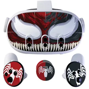Easy-to-Apply Skin Sticker Kit compatible with Meta Quest 3 VR headset - Villain Carnivore virtual reality accessory - VR protector skin covers