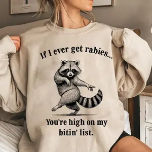 Gildan Funny Raccoon Vintage shirt , If I Ever Get Rabies shirt , You're High On My Bitin List , Funny Raccoon , Funny shirt
