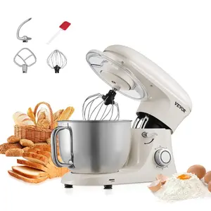 VEVOR Stand Mixer, 5.3QT+ 4.4QT Two Stainless Steel Bowls, 10+P Speeds Tilt - head Food Mixer, Kitchen Mixer with Dough Hook, Wire Whip, Beater, Scraper, Household Stand Mixer for Baking Mixing, BlackVEVOR Super Brand Day