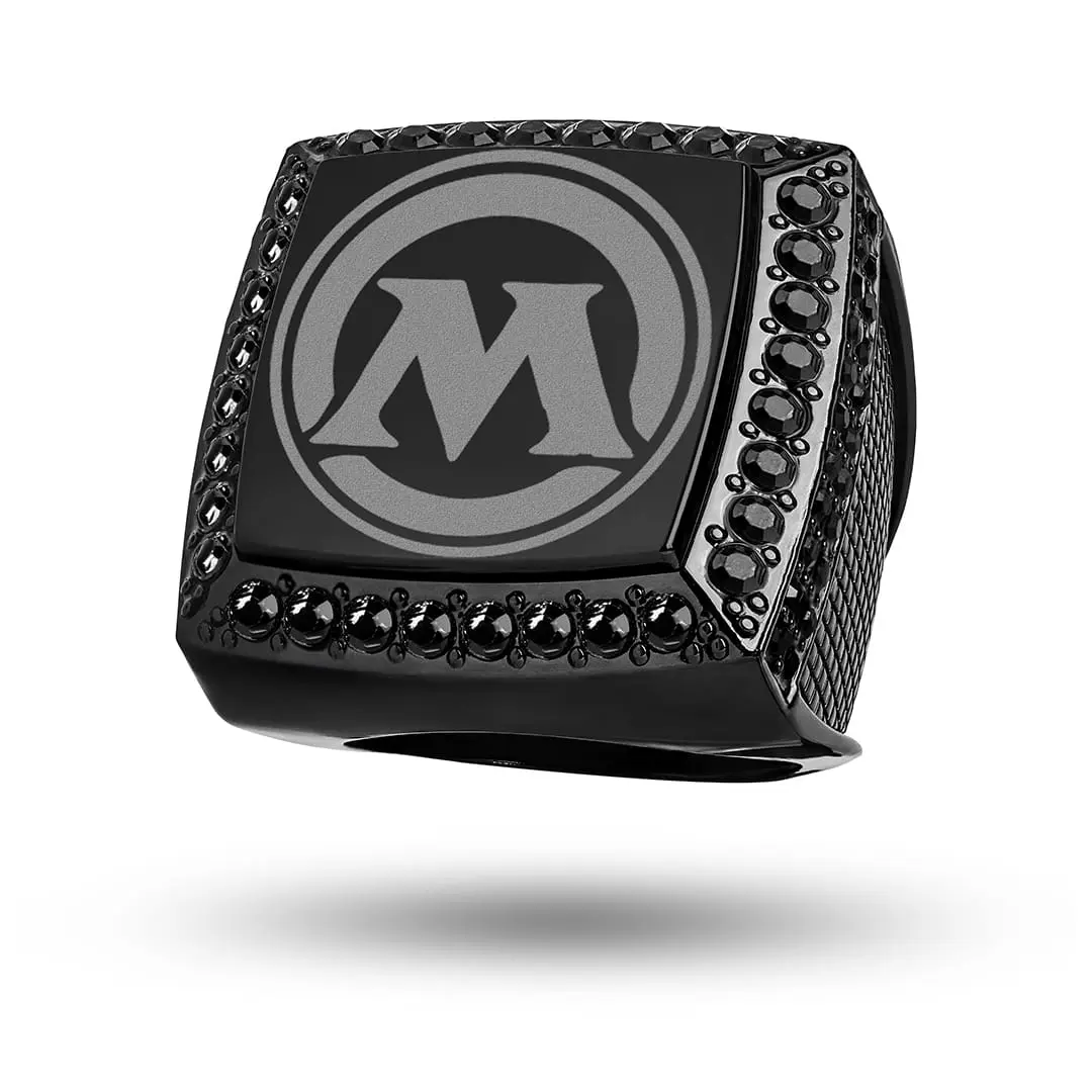 TrophySmack Magic: The Gathering Display Ring - Oversized Bold Look Costume Jewelry Showpiece, Iconic MTG Logo, Made to Flex, Adjustable Ring Size for Desks, Shelves