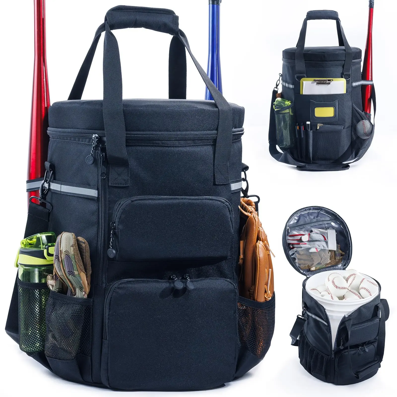 Vigerari Baseball Bucket Bag- Bag-expandable Softball Organizer With Padded Seat