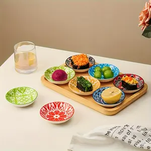 10PCS Boho Ceramic Sauce Dish Set – Mini Condiment & Sushi Dipping Bowls