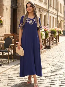 Women's Long Robe Dress Caftan, Muslim Women Gowns, Casual Loose Fit Modesty Muslim Clothing, Elegant Home & Travel Wear, Comfortable Daily