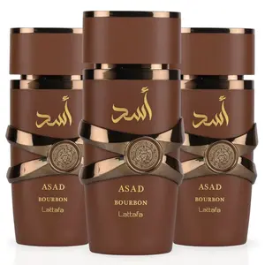 Asad Bourbon Eau De Parfum Spray 100ML (3.4 OZ) By Lattafa | A Rich & Inviting Scent That Blends Spicy, Sweet & Warm Notes For A Sensual Finish. (PACK OF 3)