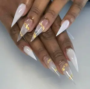 Gold Foil Marble Press On Nails | Handdrawn Nail Art