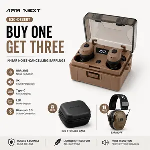 (Buy 1 Get 1 Free) ARM NEXT FieldOps Tactical Earbuds E30 Hearing Protection with Bluetooth, 31dB Noise Reduction for Shooting Wireless Tactical Earbuds with Sound Pickup, Bluetooth 5.4, 50H Playtime, LED Display, for Hunting & Work outdoorfun fathersdayg
