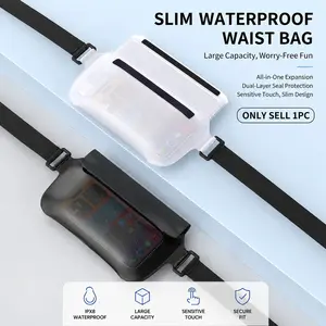 1pc Waterproof Waist Bag Phone Case, Touchscreen Transparent Photo, Swimming Rafting Snorkeling Beach Gear, Waterproof Pouch Sleeve, Boating Accessory