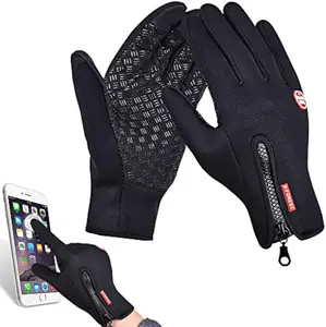 Winter Gloves Touch Screen Warm Gloves Cold Weather Windproof Cycling Driving Riding Bike Telefingers Thermal Gloves Non-Slip Silicone Gel Adjustable Full Finger Mittens