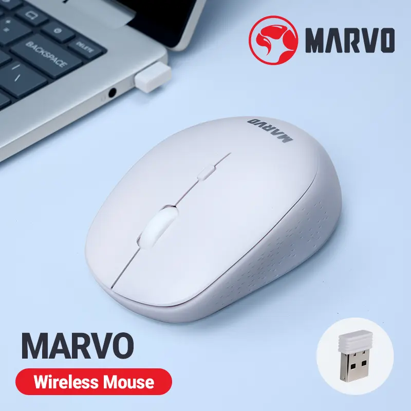 MARVO Wireless Silent Ergonomic Mouse - Rechargeable, Responsive Tracking, Smooth Precise Performance, Comfortable Grip for Work & Study Use (Compatible with Keyboard Setups)