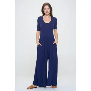 WEST K Women's Jana Short Sleeve Knit Jumpsuit - Xlarge -Navy