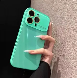 Minimalist Large Window Glass Case | iPhone12-17 Pro Max Shockproof Tempered Glass Cover