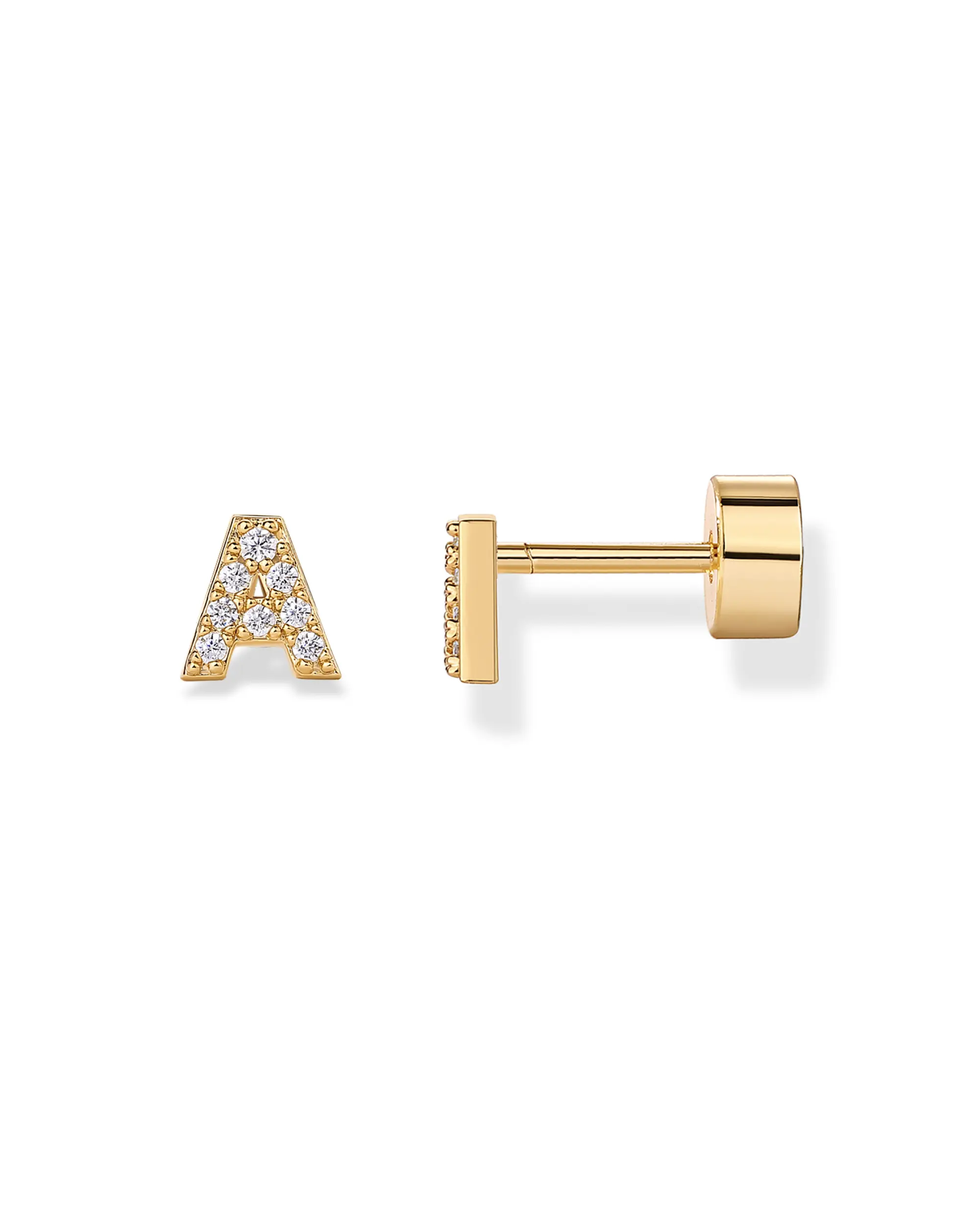 PAVOI 14K Gold Plated Initial Flatback Stud Earrings Friendly Letter Design for Women PAVOI 14K Gold Plated Initial Flatback Stud Earrings Friendly Letter Design for Women