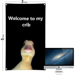 Welcome to My Crib Flag 3x5 Ft Funny Banner Party Supplies Yard Signs Home Decor Hanging Poster for College Room Man Cave Teen Boys and Girls Welcome Photo Backdrop with 4 Brass Grommets