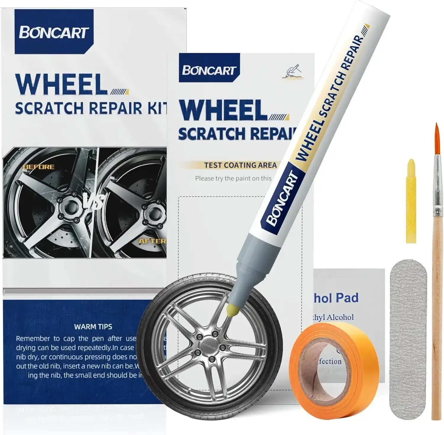 Wheel Scratch Repair Kit, Rim Touch Up Paint, Rim Paint Wheel Paint Pen, Silver Rim Repair Kit for Curb Rash, Metal Paint for Car Wheel Scratch Quick Repair(Silver)