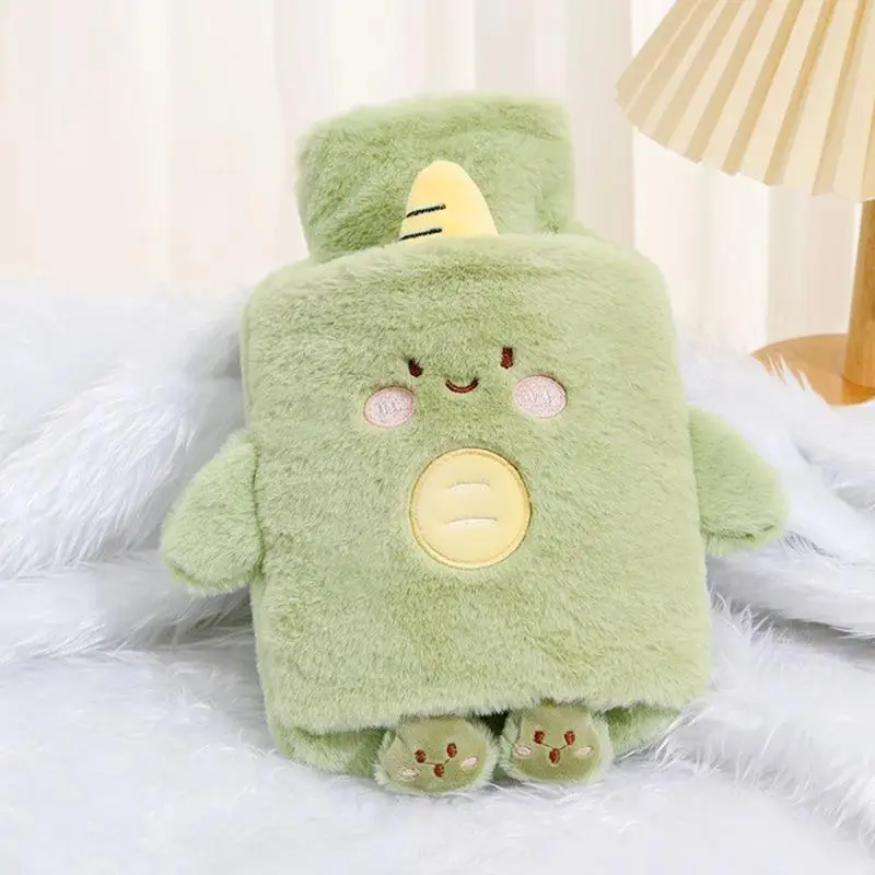 1000ml Winter Plush Hot Water Bag Cute Animal Hot Water Bottle with Plush Cover Portable for Hand Body Warmth Home Office Use