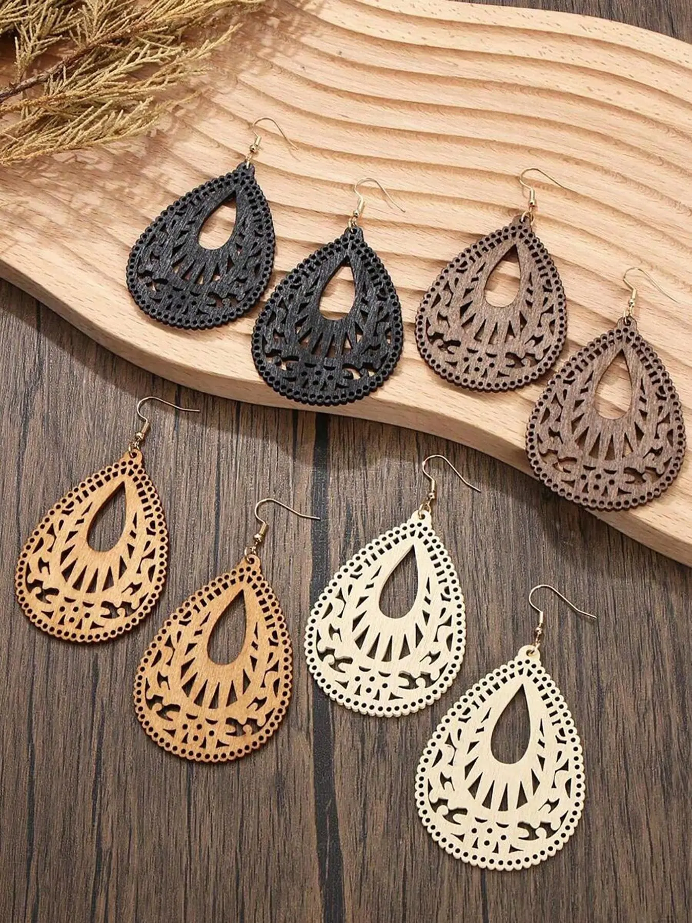 Boho Style Wooden Earrings, Vintage Jewelry for Party, Daily Clothing Decor, Trendy All-match & Exquisite Jewelry for Birthday Gift, Fashionable Hoop Earrings, Casual Trendy Jewelry