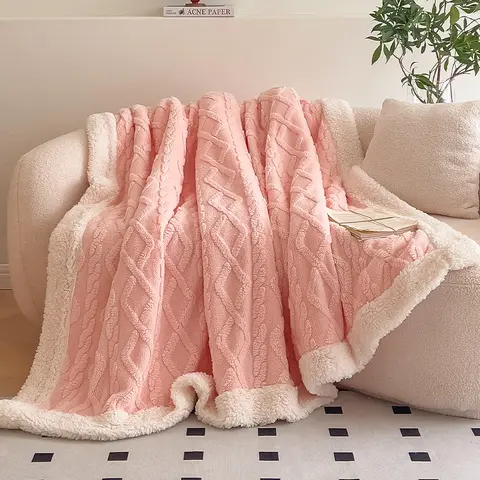 Carlmaya Fluffy Reversible Sherpa Throw Blanket - Ultra-Soft Fuzzy Thick Fleece, Durable Breathable Faux Lamb's Wool Soft Warming Blanket for Couch, Bed, Room Decor Gift for Women