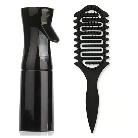 Vent Curl Defining Brush + Empty Hair Spray Bottle for Salon-Quality Waves, Vented Wavy & Coily Hair Curling Brush, Hair Styling Brush, Curly Hair Brush, Hair Styling Tools