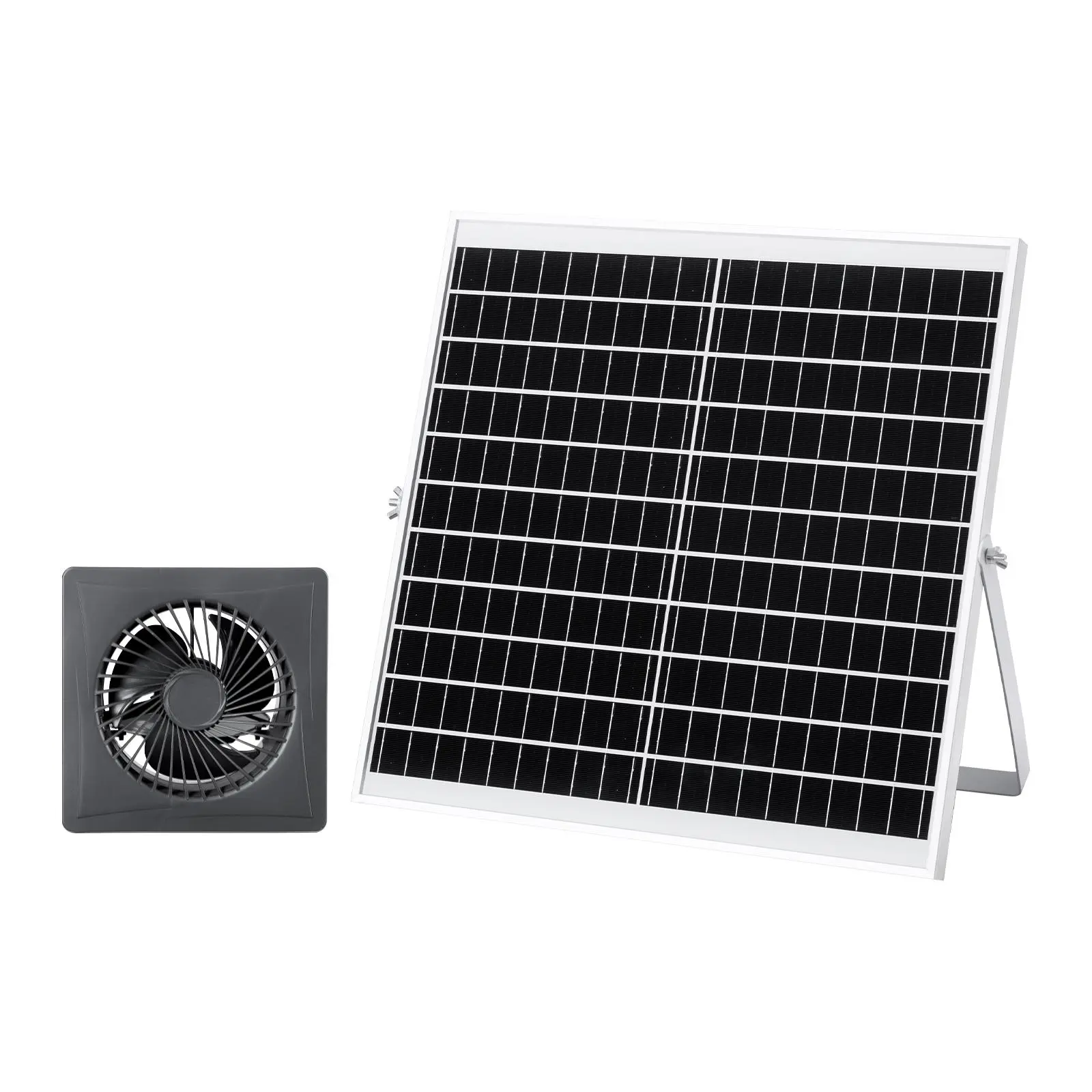 VEVOR Solar Cell Powered Exhaust Fan, 20W Panel with Batteries & Tempered Glass, 220 CFM Airflow, 2030 RPM High-Speed, Adjustable Angle C-Shaped Bracket, Sunlight Sensor, Metal Build, Outdoor Solar Devices for Greenhouse, Grow Tents#BackToSchool