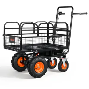 【DealsForYouDays】VEVOR Electric Utility Cart, 36V 432Wh Battery Powered Electric Wagon, 500W Power Wheelbarrow with Brake, 660 lbs Load Heavy Duty Steel Garden Cart for Farm and Yard All Purpose Modular Cargo Bed