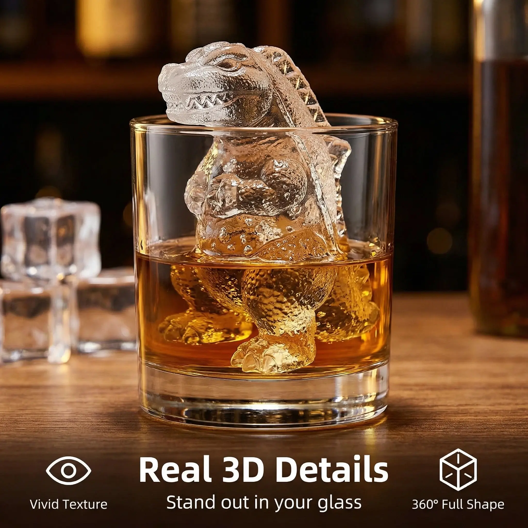 3D Dinosaur Ice Mold - Silicone Godzilla Ice Mold, Dinosaur Ice Cube Maker for Home Bar, Icecream Mold, Jelly Mold, Candel Mold, Parties & Gift toy teen girl gifts couple best friend birthday grad supply set funny gift for adults present healthy drink