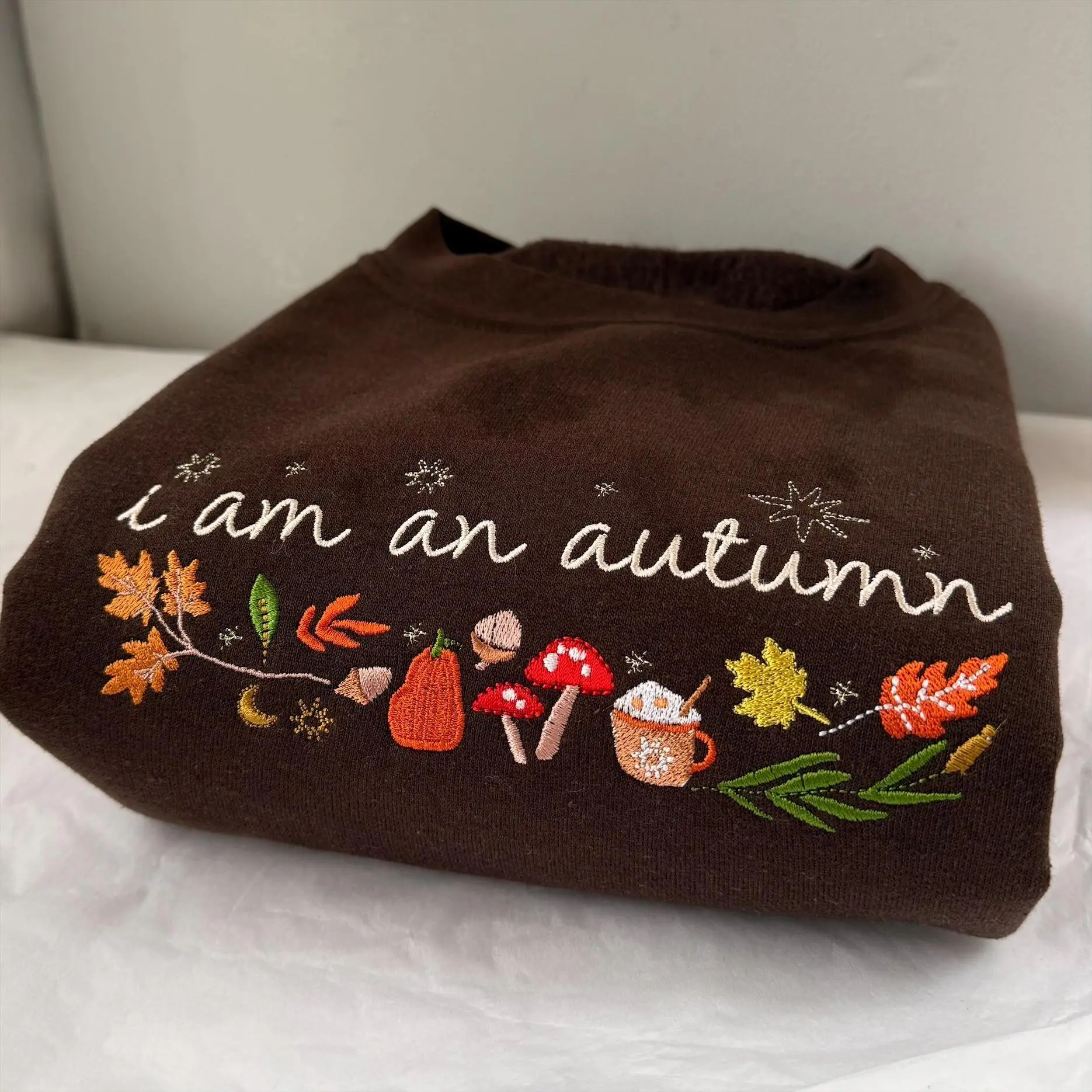 Vintage I Am An Autumn - Embroidered Fall Crewneck Sweatshirt, Cozy Fall Shirt, Gift For Her