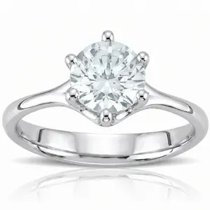 1 Ct Round Diamond Engagement Six Prong Solitaire Ring White Gold Lab Grown
