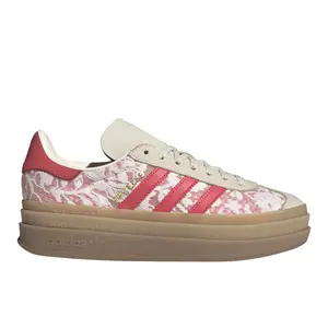 adidas Womens Gazelle Bold X Liberty London Lace Up Sneakers Shoes Casual - Off White, Pink