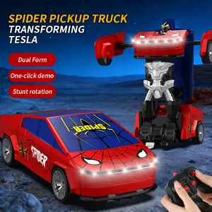 Spider RC Car Transforming Robot 1:18 Scale 2.4G Remote Control Car with One-Key Auto Change 360° Drift LED Lights Cyber Truck Toy Gift for Kids Ages 6-12 transform