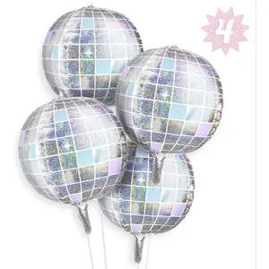 Iridescent Disco Ball Metallic  Foil Balloons - 4 pk, 22" | Last Disco Bachelorette Decorations, Groovy Birthday Party Supplies, 70s  Shower, NYE, Space Cowboy