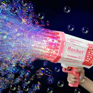 Bubble Gun Rocket 69 Holes Soap Blaster Machine, Bazooka Bubble Launcher Blower Toys for Kids Outdoor Indoor, Bubble Maker for Party Birthday Wedding(Purple)