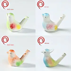 Ceramic Water Bird Whistle with Water Stress Relief Nature Sound for Adults Kids Fun Handmade Animal Ocarina Gift for Birthday Holiday Outdoor Play