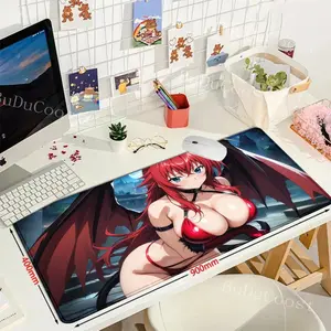High School DxD Anime Gaming Mouse Pad, 80×30cm 3mm Thick, Locked Edge Non-Slip Rubber Large Desk Mat, Cute Printed Keyboard Mat for PC Laptop Gamers