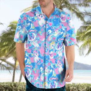 Cute Hawaiian Shirt – Pink and Blue Tropical Vibes, Hawaiian Shirt Anime Hawaiian Shirt | Cool Summer Anime Vibes for Men & Fans #hawaiian #aloha #men #tiktokshop #fashionshop