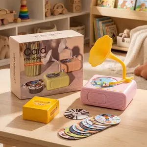 ATEYA-3 Retro Kids Vinyl Record Player Toy, Screen-Free Music & Story Phonograph with Interactive Cards, Perfect Montessori Early Learning Birthday Gift for Toddlers Boys Girls
