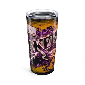 Lakers Basketball Tumbler 20oz, Ideal for Game Days, Gifting, Sports Fans, NBA Merchandise, Durable Drinkware Flasks Insulated