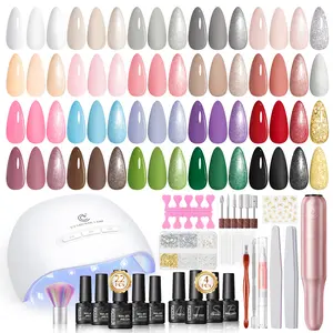 PEACECOLOR Gel Nail Polish Kit with U V light and Drill Gel Nail Kit All Season Gel Polish Set with Base Matte Glossy Glitter Top Coat Soak Off Manicure Set Women Teens Girl Gifts