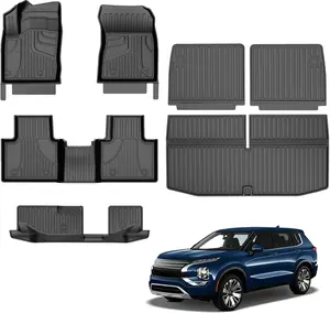For Mitsubishi Outlander 2022-2025 (Not Fit PHEV or Sport Models) Floor Mats Cargo Mat TPE All Weather Floor Liners & Cargo Liner & Backrest Mat Vehicle Accessories  Interior Accessories  Car Accessories