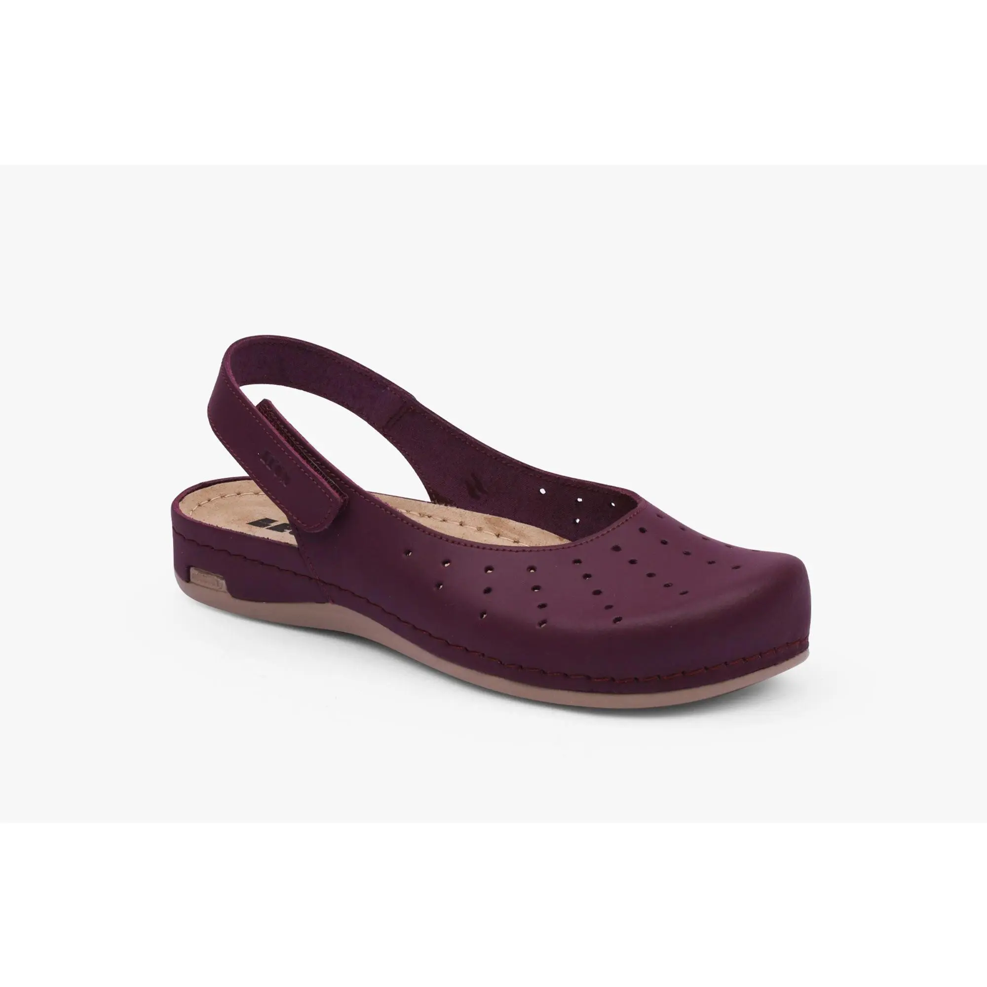 Nana by LEON- Women’s Leather Sandal- Open Heel and Velcro Ankle Strap