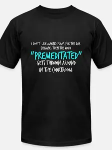Men'S Funny Sarcastic Quote T-Shirt - "Premeditated in the Courthouse" Graphic Tee, Heavyweight 180gsm Preshrunk Jersey Knit Shirt, Loose Fit Streetwear Top for Everyday Casual & Formal Events (Sizes S-3XL) - Ideal Gift for Comedy Lovers, Humorous Apparel