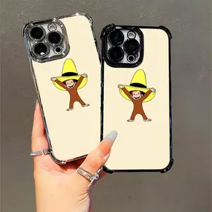Curious George Monkey Cartoon iPhone Case, Fun Design for Kids Teens Fans, Compatible with iPhone 11/12/13/14/15/16 (Pro Max/Plus)