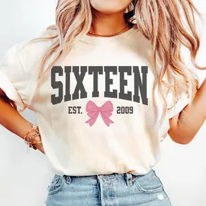 Coquette Bow Sixteenth Birthday Shirt, Sweet 16 University Style Girls Birthday Party Tee, 16 Year Old Birthday Gift, Year Est., 16th B-Day