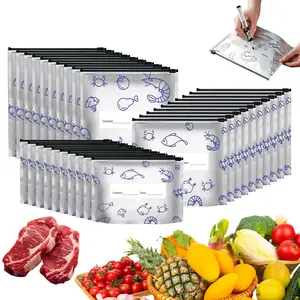 30Pcs Disposable Aluminum Foil Stand-Up Zipper Pouches, Leakproof Seal Storage Bags for Meat, Veggies, Freezer Kitchen Food Preservation