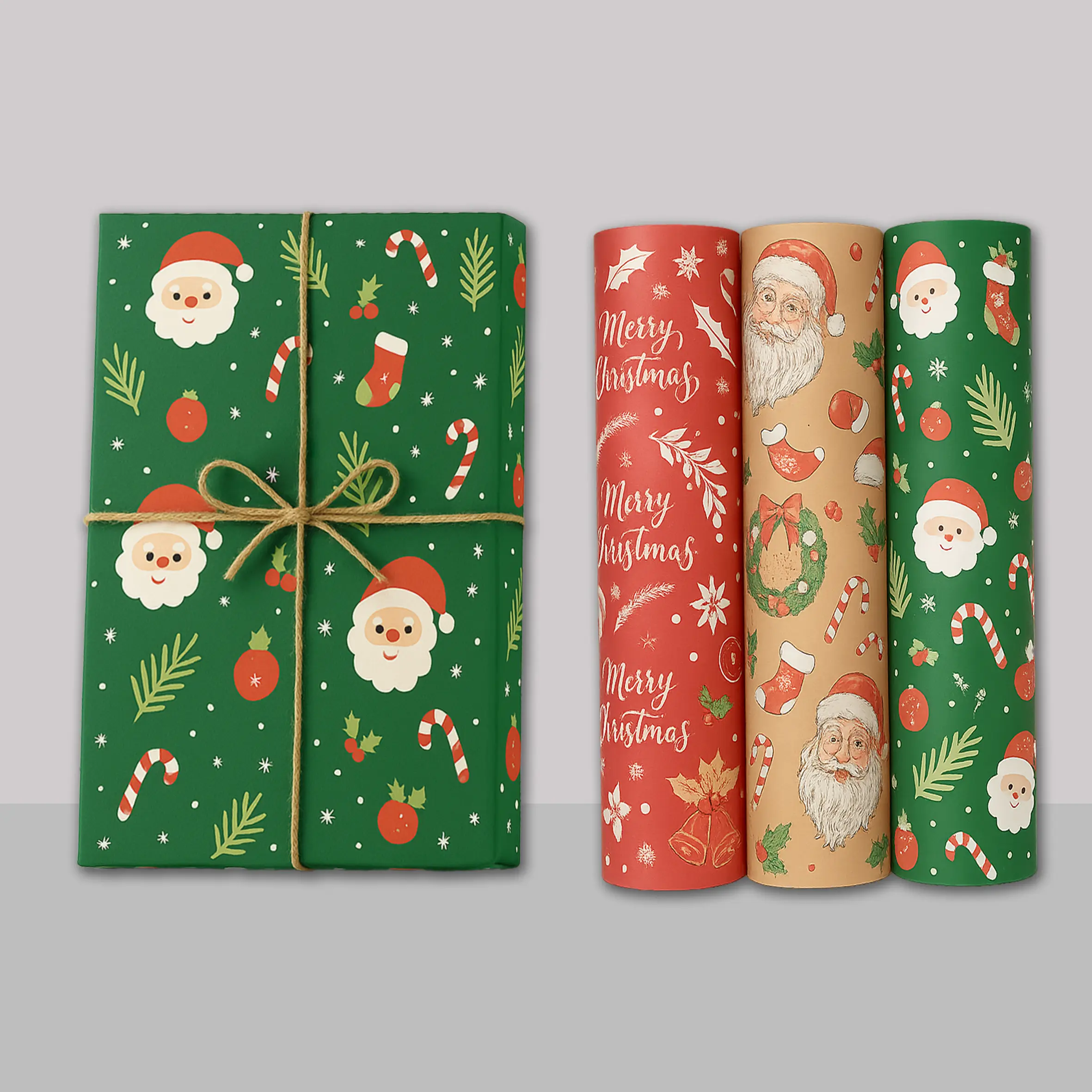 Christmas gift wrapping paper, Santa Claus wrapping paper, unique gift wrapping paper