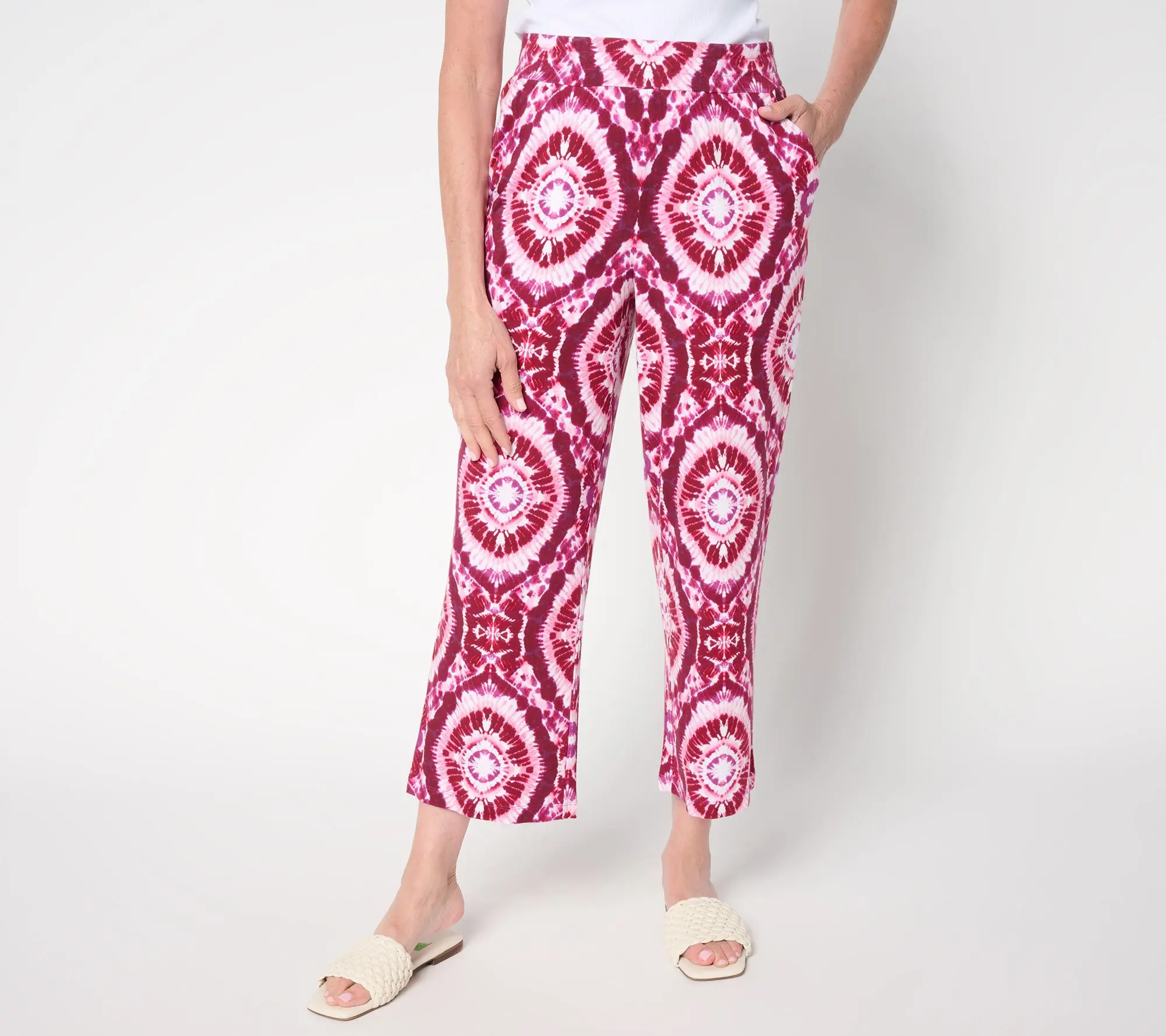 Belle Boho by Kim Gravel Petite Rayon Spandex Geo Wide Leg Pants Belle Boho by Kim Gravel Petite Rayon Spandex Geo Wide Leg Pants