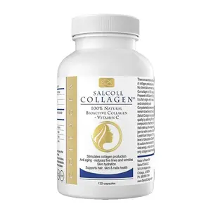 Salcoll Collagen Bioactive Marine Collagen for Skin Hair Nails Anti-Aging Skin Care Supplement 120 Capsules One Month Supply