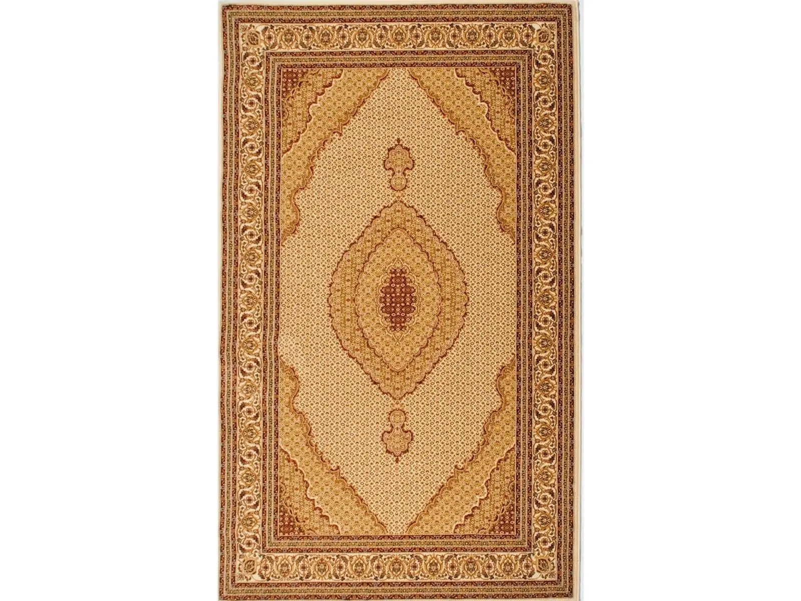 HomeRoots 487602 Ethnic Oblong Area Rug, 2 x 10 ft. Oriental Power-Loomed Stain-Resistant Cream Rectangle Carpet, Ethnic Area Rugs, Oblong Area Rugs