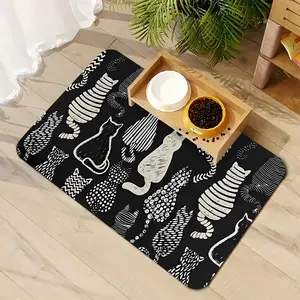 Charming Cat Silhouette Pet Feeding Mat, Absorbent, anti-slip and quick-drying soft carpet, multi-sized and easy-to-clean waterproof bowl mat, suitable for dogs and cats, stain-resistant, perfect for home use